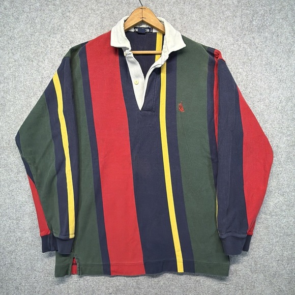 Nautica Other - Nautica Polo Shirt Men XL Multicolor Striped Rugby Long Sleeve Color Block